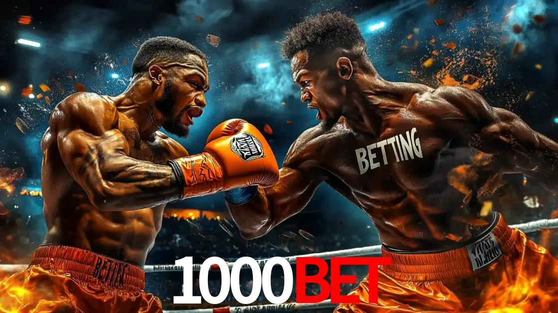 Dois boxeadores em uma luta intensa e explosiva, representando a adrenalina e as oportunidades de apostas em esportes de combate disponíveis na plataforma 1000BET.