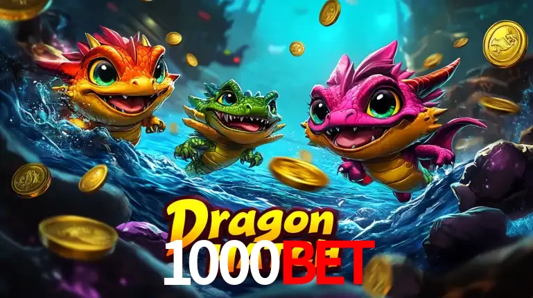 Arte promocional do jogo Dragon Hatch com três adoráveis dragões bebês nadando entre moedas de ouro, um dos slots mais divertidos para jogar no cassino 1000BET.