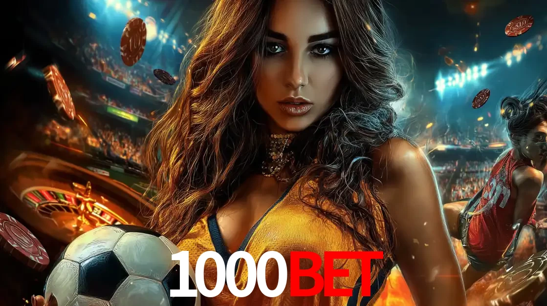 Mulher segurando uma bola de futebol em uma montagem que mistura a paixão esportiva com a emoção da roleta de cassino, tudo disponível na plataforma 1000BET.